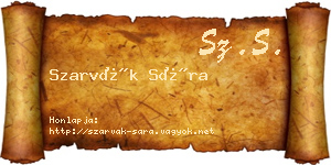 Szarvák Sára névjegykártya